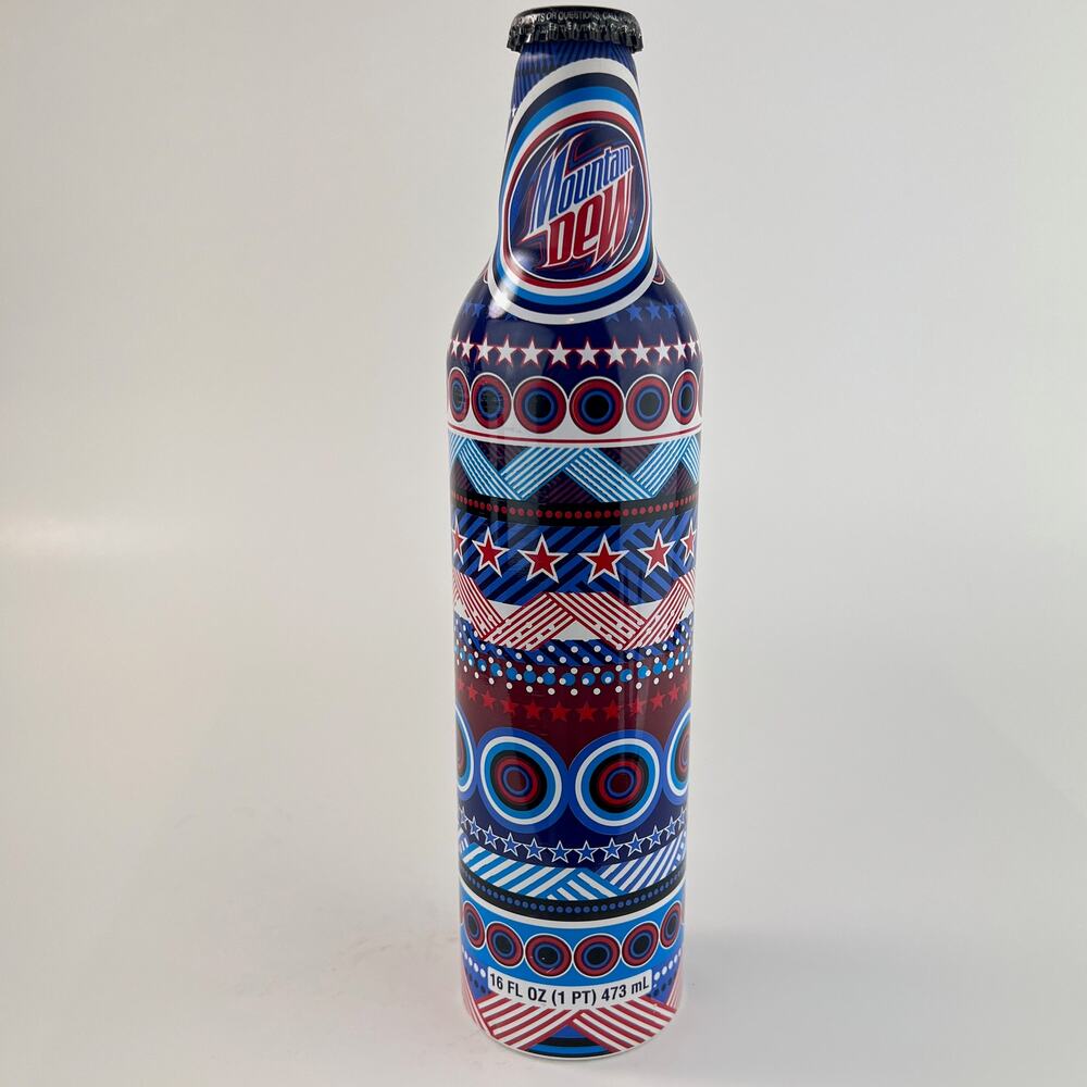 Mountain Dew Green Label Art Stars and Stripes Collection Bottle 2008 Patriotic